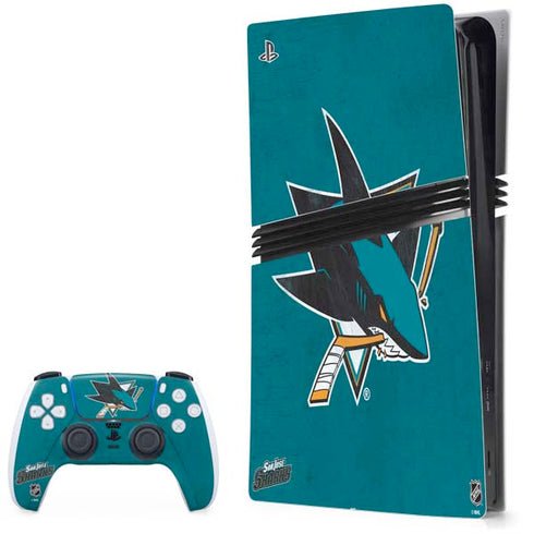 NHL San Jose Sharks Distressed PlayStation PS5 Skins