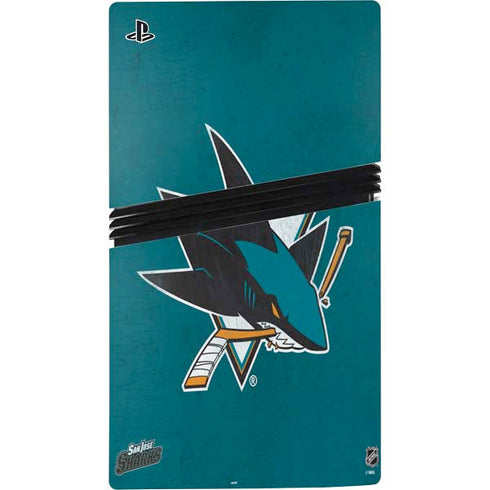 NHL San Jose Sharks Distressed PS5 Pro Bundle Skin