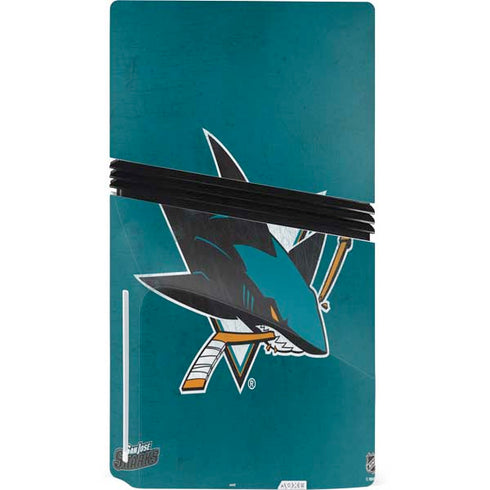 NHL San Jose Sharks Distressed PS5 Pro Disk Console Skin