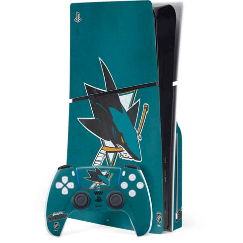 NHL San Jose Sharks Distressed PlayStation PS5 Skins