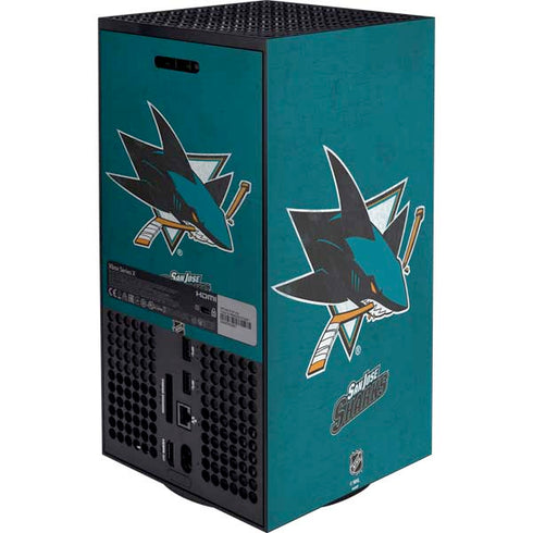NHL San Jose Sharks Distressed XBox Series X Digital Edition Bundle Skin