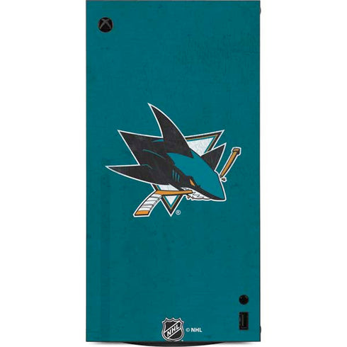NHL San Jose Sharks Distressed XBox Series X Digital Edition Console Skin