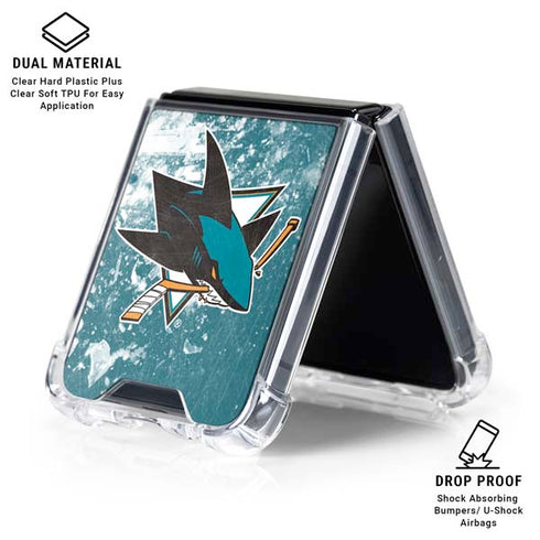 NHL San Jose Sharks Frozen Galaxy Z Flip7 Clear Case