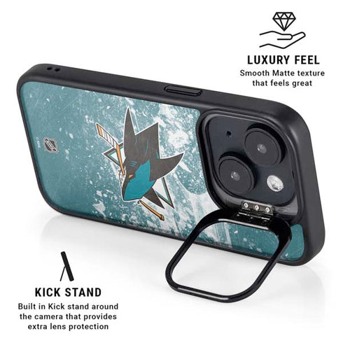 NHL San Jose Sharks Frozen iPhone 15 Kickstand Case
