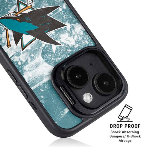 NHL San Jose Sharks Frozen iPhone 15 Plus Kickstand Case