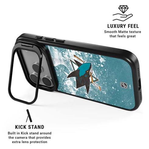 NHL San Jose Sharks Frozen iPhone 17 Pro Max Kickstand Case
