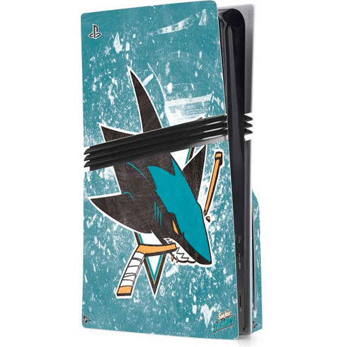 NHL San Jose Sharks Frozen PS5 Pro Disk Console Skin