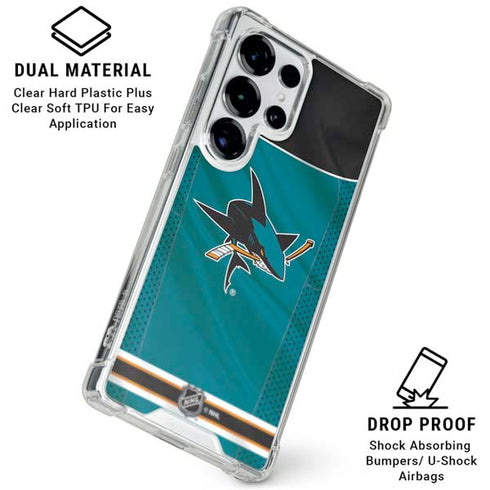 NHL San Jose Sharks Home Jersey Galaxy S25 Ultra Clear Case