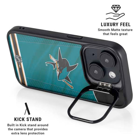 NHL San Jose Sharks Home Jersey iPhone 15 Plus Kickstand Case