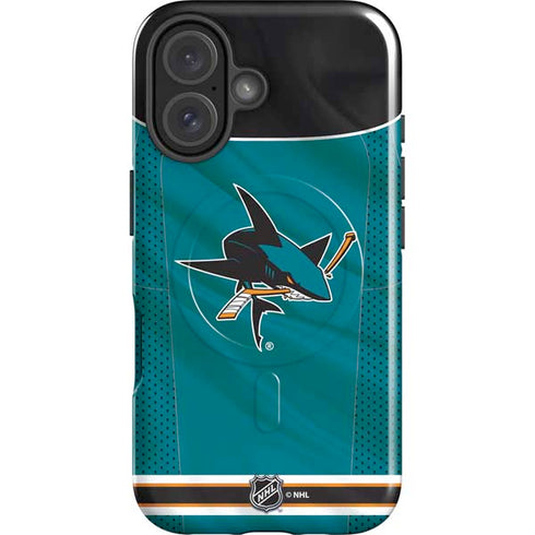 NHL San Jose Sharks Home Jersey iPhone 16 Plus Magsafe Impact Case