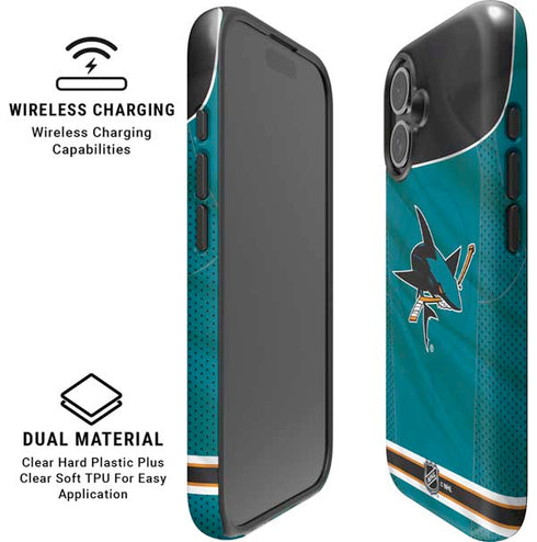 NHL San Jose Sharks Home Jersey iPhone 16 Plus Magsafe Impact Case