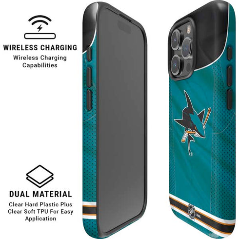 NHL San Jose Sharks Home Jersey iPhone 16 Pro Magsafe Impact Case