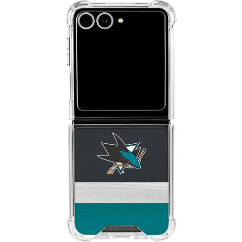 NHL San Jose Sharks Jersey Galaxy Z Flip7 Clear Case