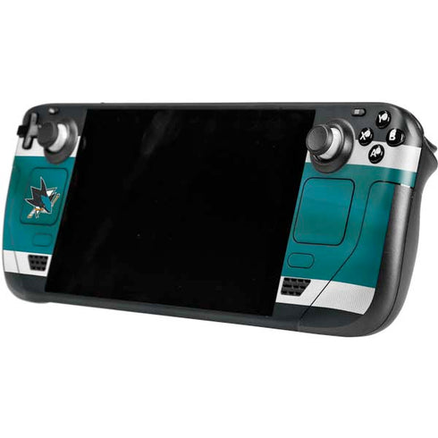 NHL San Jose Sharks Jersey Steam Deck Handheld Gaming Computer OLED Skin