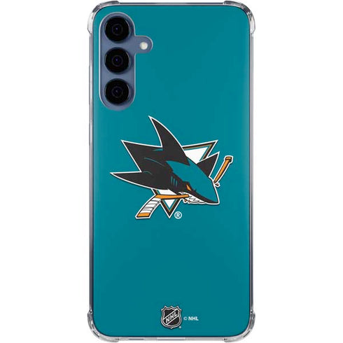 NHL San Jose Sharks Solid Background Galaxy A55 5G Clear Case