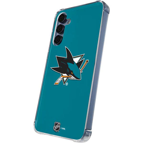 NHL San Jose Sharks Solid Background Galaxy A55 5G Clear Case