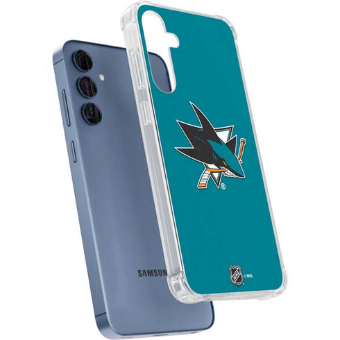 NHL San Jose Sharks Solid Background Galaxy A55 5G Clear Case