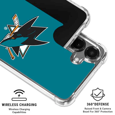 NHL San Jose Sharks Solid Background Galaxy S26 Clear Case