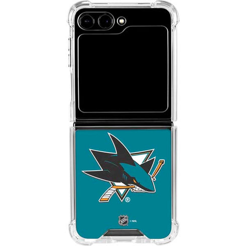 NHL San Jose Sharks Solid Background Galaxy Z Flip6 Clear Case