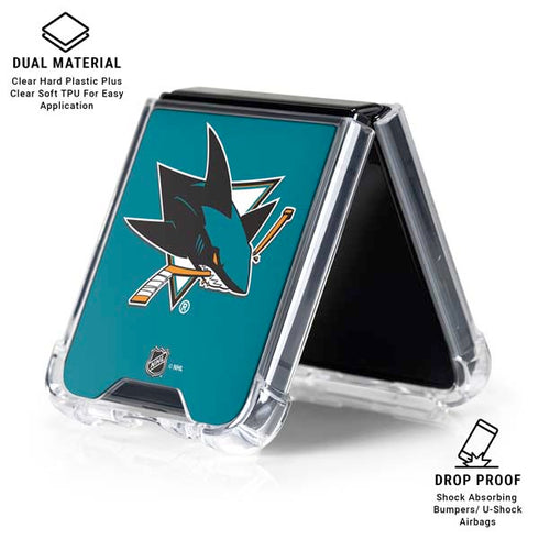 NHL San Jose Sharks Solid Background Galaxy Z Flip6 Clear Case