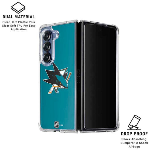NHL San Jose Sharks Solid Background Galaxy Z Fold6 Clear Case