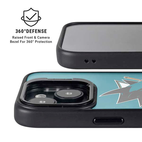 NHL San Jose Sharks Solid Background iPhone 15 Plus Kickstand Case