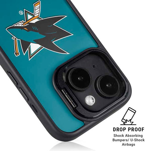 NHL San Jose Sharks Solid Background iPhone 15 Plus Kickstand Case