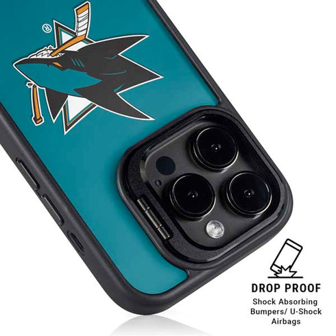NHL San Jose Sharks Solid Background iPhone 15 Pro Kickstand Case