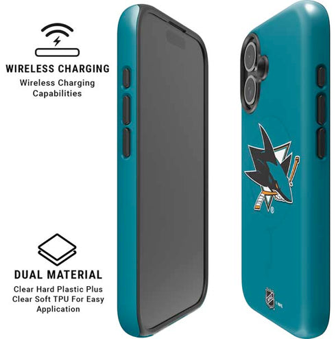 NHL San Jose Sharks Solid Background iPhone 16 Magsafe Impact Case