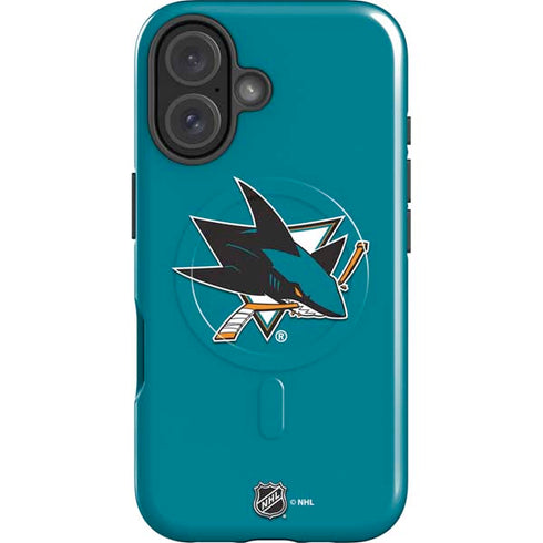 NHL San Jose Sharks Solid Background iPhone 16 Plus Magsafe Impact Case