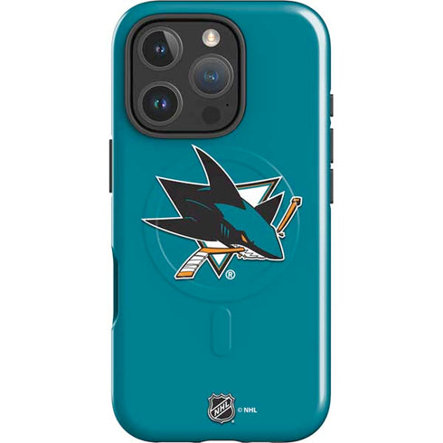 NHL San Jose Sharks Solid Background iPhone 16 Pro Magsafe Impact Case