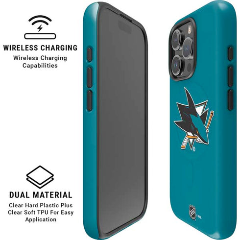 NHL San Jose Sharks Solid Background iPhone 16 Pro Magsafe Impact Case