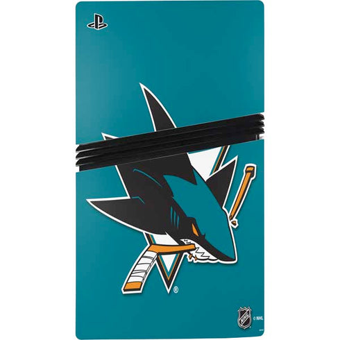 NHL San Jose Sharks Solid Background PS5 Pro Disk Bundle Skin