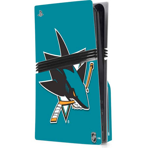 NHL San Jose Sharks Solid Background PS5 Pro Disk Console Skin