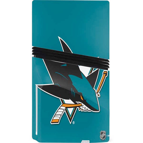 NHL San Jose Sharks Solid Background PS5 Pro Disk Console Skin