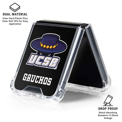 University of California-Santa Barbara UCSB Gauchos Black Galaxy Z Flip6 Clear Case