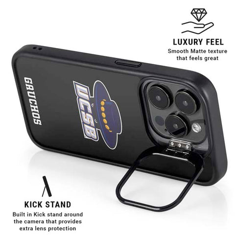 University of California-Santa Barbara UCSB Gauchos Black iPhone 13 Pro Kickstand Case