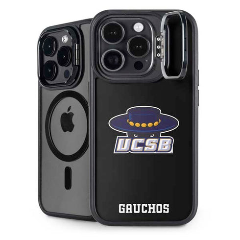 University of California-Santa Barbara UCSB Gauchos Black iPhone 14 Pro Kickstand Case