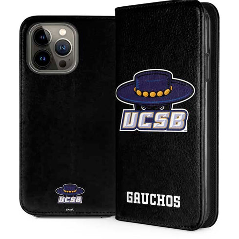 University of California-Santa Barbara UCSB Gauchos Black iPhone 14 Pro Max Folio Case
