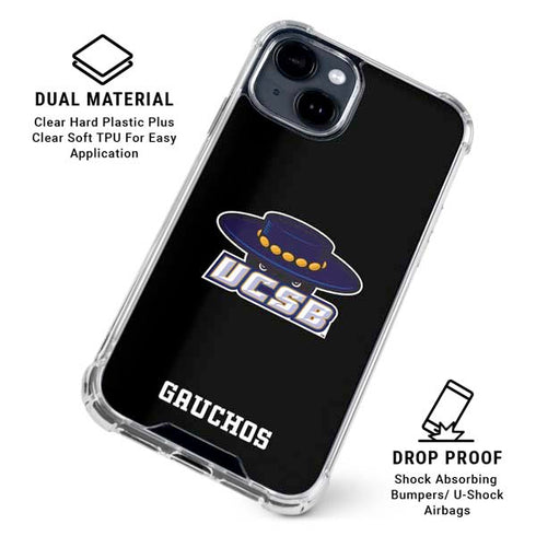 University of California-Santa Barbara UCSB Gauchos Black iPhone 15 Clear Case