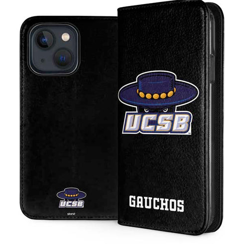 University of California-Santa Barbara UCSB Gauchos Black iPhone 15 Folio Case