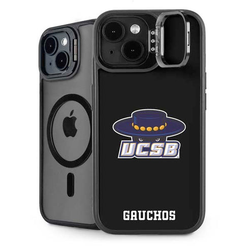 University of California-Santa Barbara UCSB Gauchos Black iPhone 15 Kickstand Case