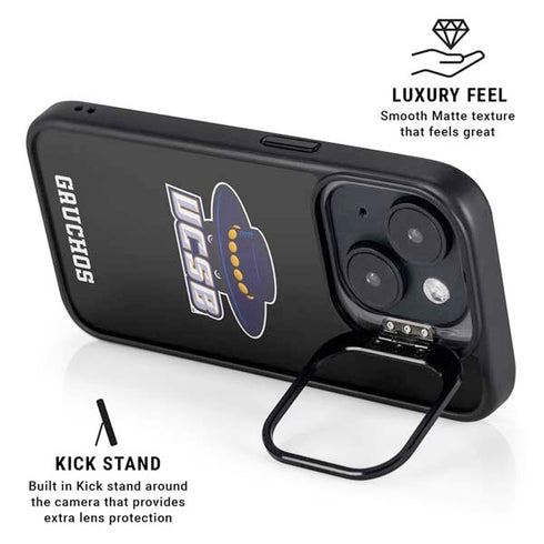 University of California-Santa Barbara UCSB Gauchos Black iPhone 15 Kickstand Case