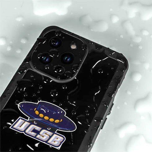 University of California-Santa Barbara UCSB Gauchos Black iPhone 15 Pro Waterproof Case