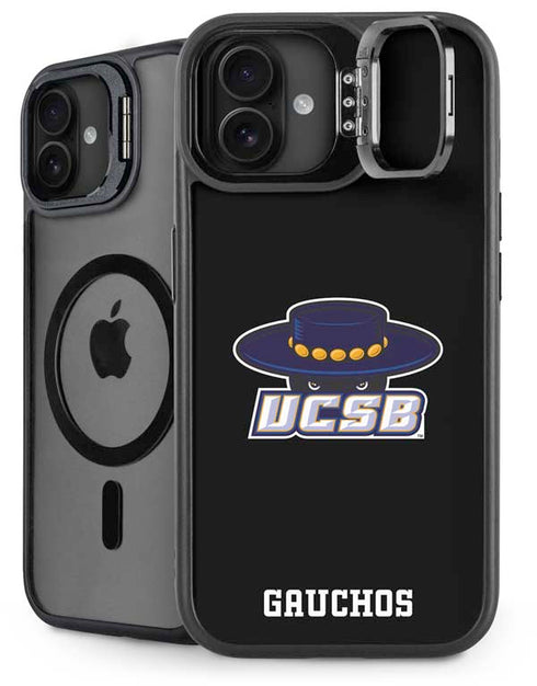 University of California-Santa Barbara UCSB Gauchos Black iPhone 16 Plus Kickstand Case