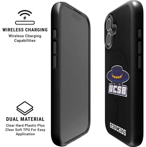 University of California-Santa Barbara UCSB Gauchos Black iPhone 16 Plus Magsafe Impact Case