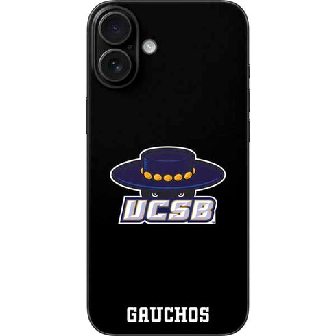 University of California-Santa Barbara UCSB Gauchos Black iPhone 16 Plus Skin