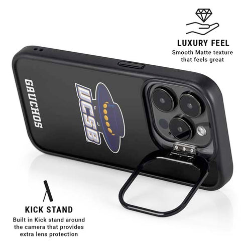 University of California-Santa Barbara UCSB Gauchos Black iPhone 16 Pro Kickstand Case