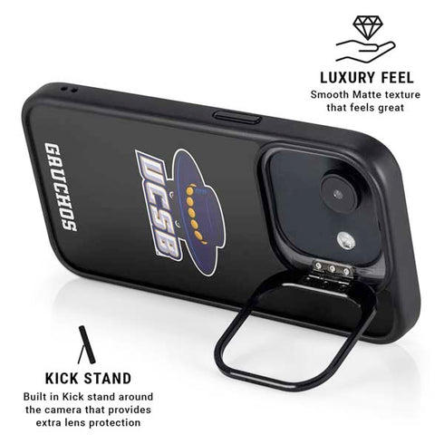 University of California-Santa Barbara UCSB Gauchos Black iPhone 16e Kickstand Case