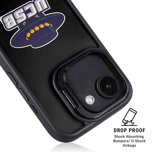 University of California-Santa Barbara UCSB Gauchos Black iPhone 16e Kickstand Case